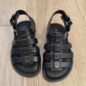 Mini Melissa Black Fisherman Sandals, 5c (Run Small)